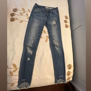 distressed low waist skinny jeans
